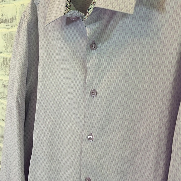 Rosso Milano Italy Men’s Dress Shirt Purple L 16.5 L/S Reversible Cuff Button Up - Picture 5 of 9